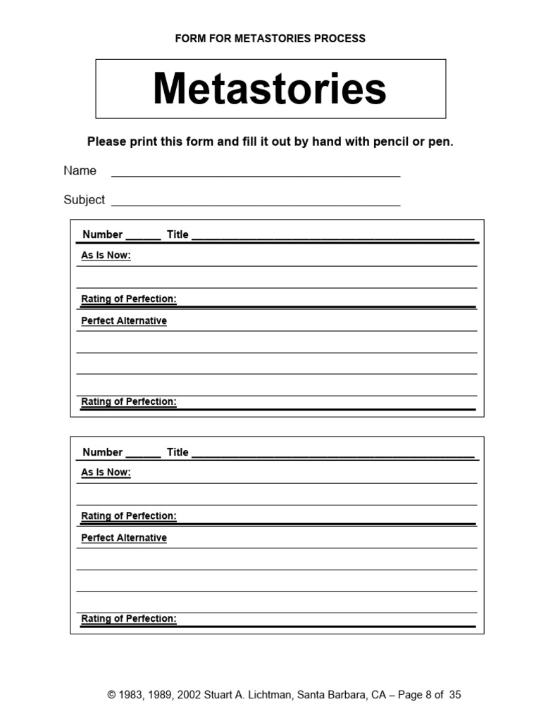 Metastories Form | PDF | Writing Implements | Stationery