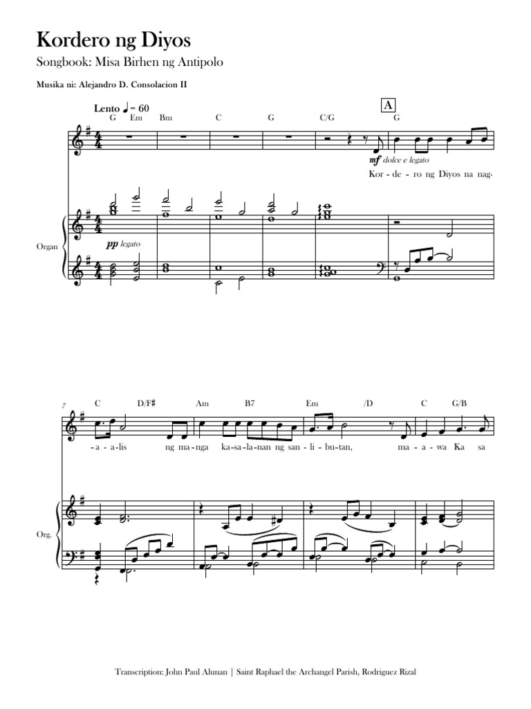 Kordero NG Diyos (Misa Birhen NG Antipolo) | PDF