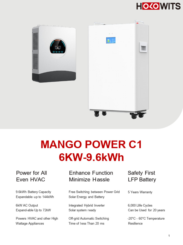 (Datasheet) Mango Power C1 6KW 9.6kWh Datasheet | PDF | Power Inverter ...