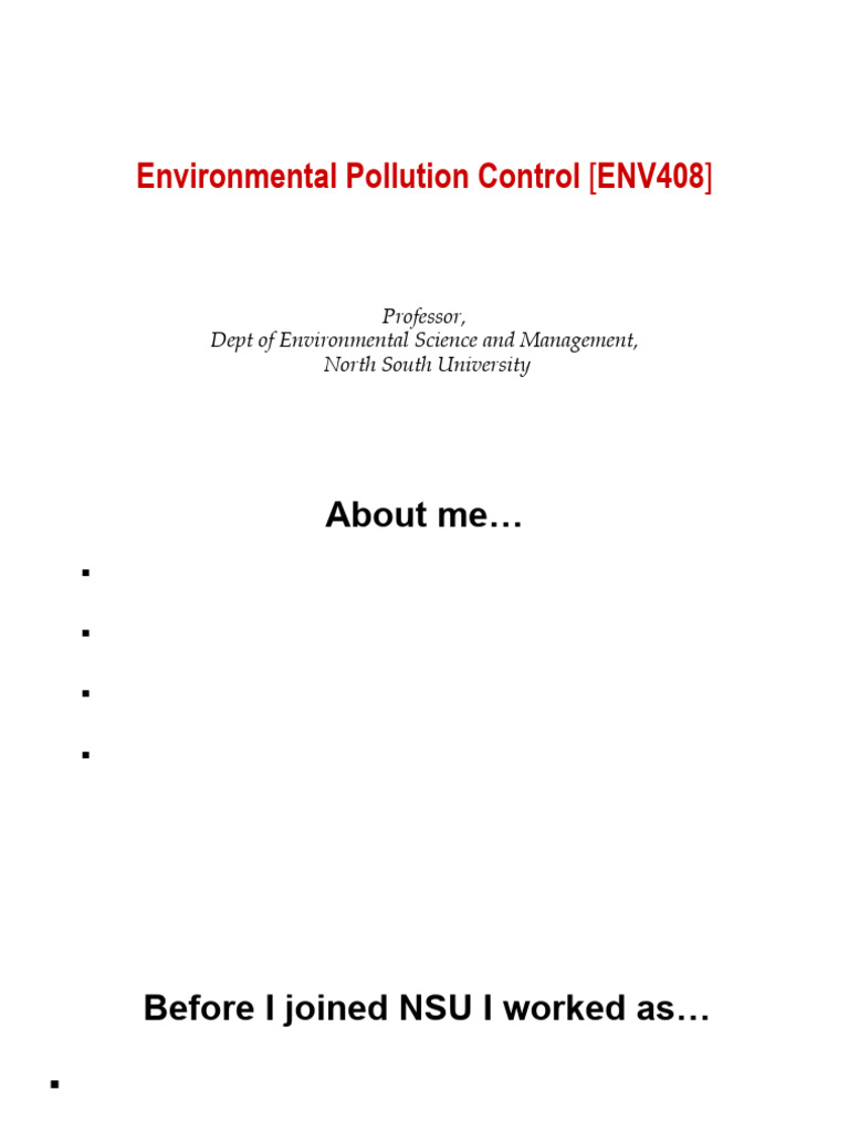 Environmental Pollution Control Overview | PDF | Pollution | Waste