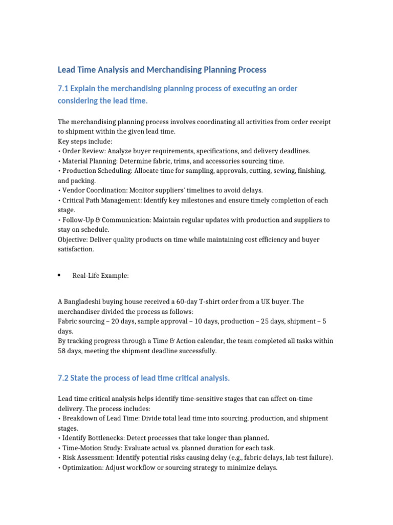 Lead Time and Merchandising Process Guide | PDF | Business