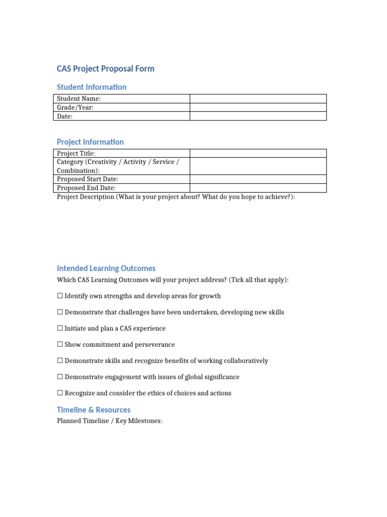 CAS Project Proposal Template | PDF