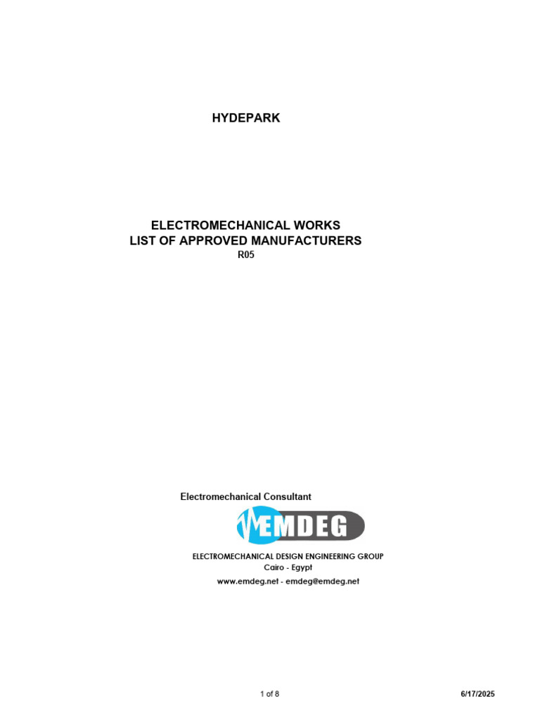 Hydepark Mep Vendor List Pdf Electrical Engineering Electricity