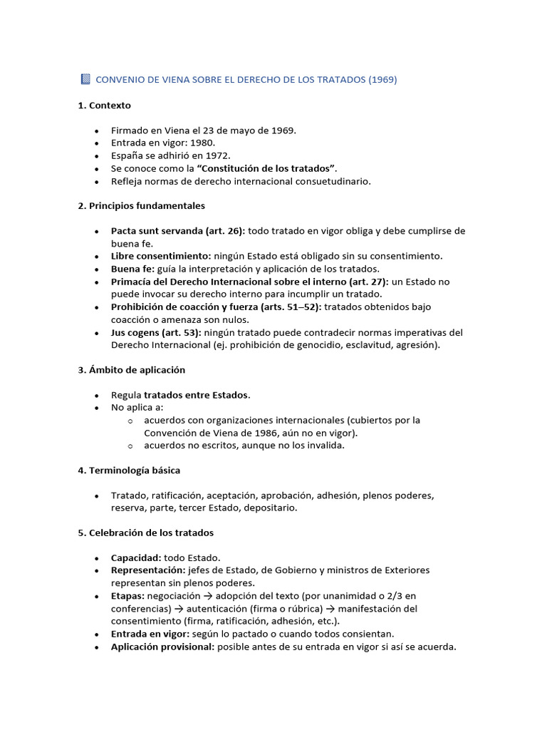 ? Resumen Del Convenio de Viena Sobre El Derecho de Los Tratados | PDF ...