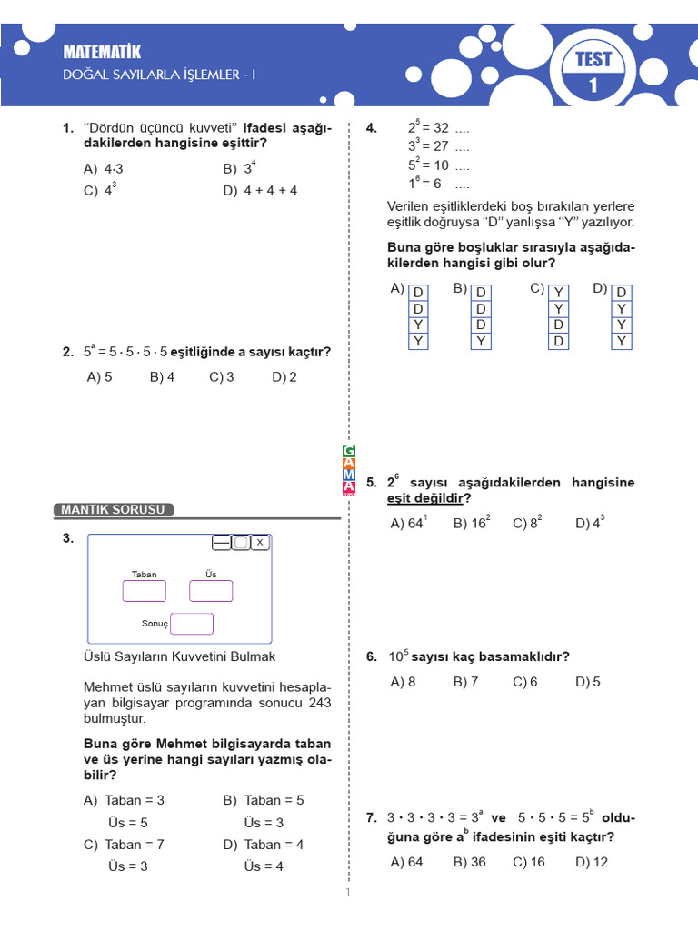NAR 6 MAT TEKRAR TESTİ_ultrafenakademi | PDF
