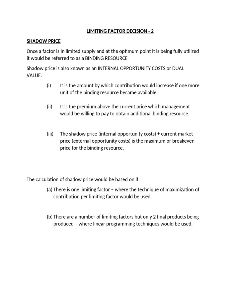 Understanding Shadow Prices in Resource Allocation | PDF | Linear ...