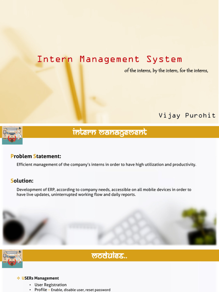 Intern Management ERP System Overview | PDF | Computing | Software