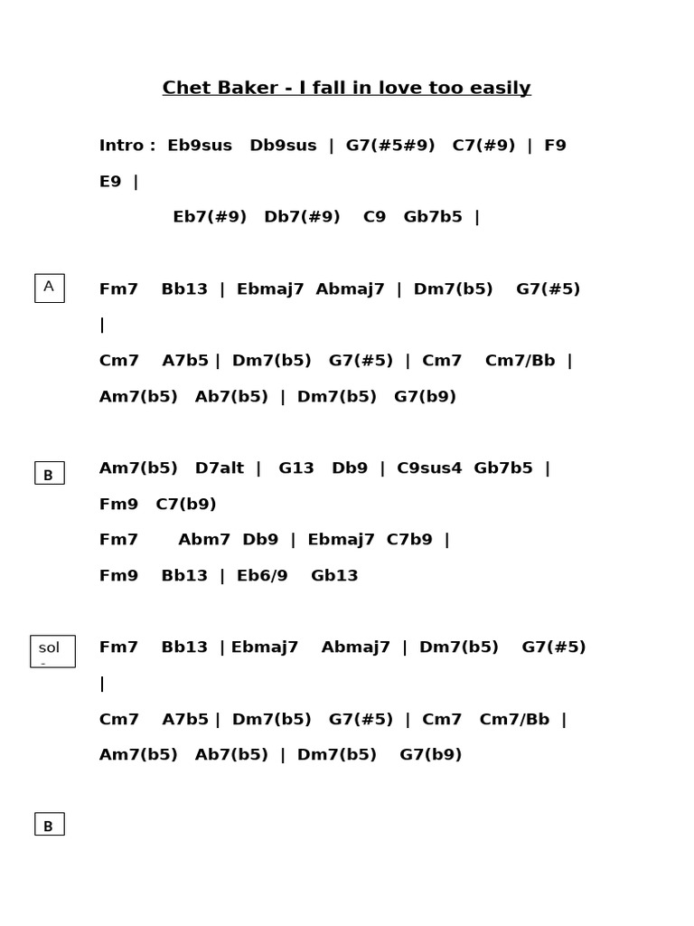 Chet Baker: Chords for 