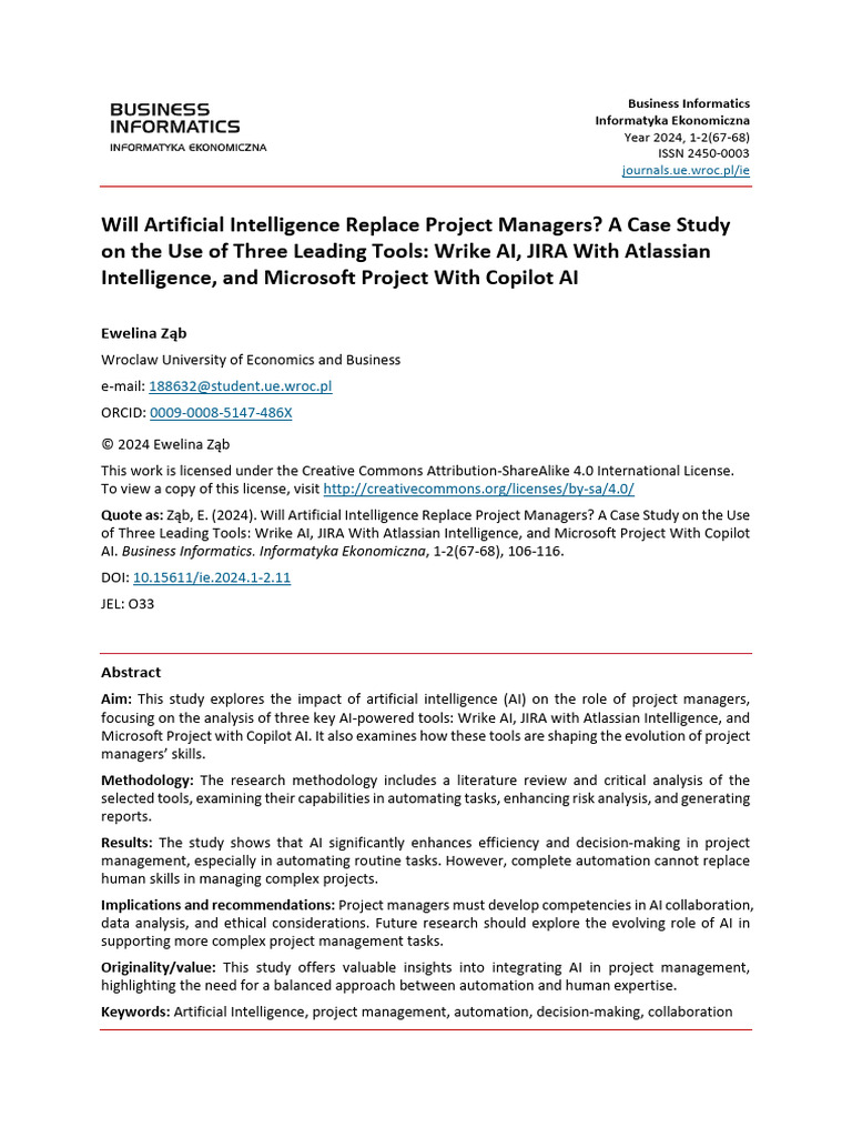 AI's Impact on Project Management Roles | PDF | Artificial Intelligence ...