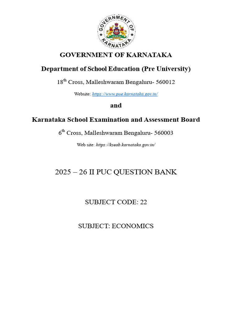 Karnataka II PUC Economics Question Bank | PDF | Demand | Gross ...