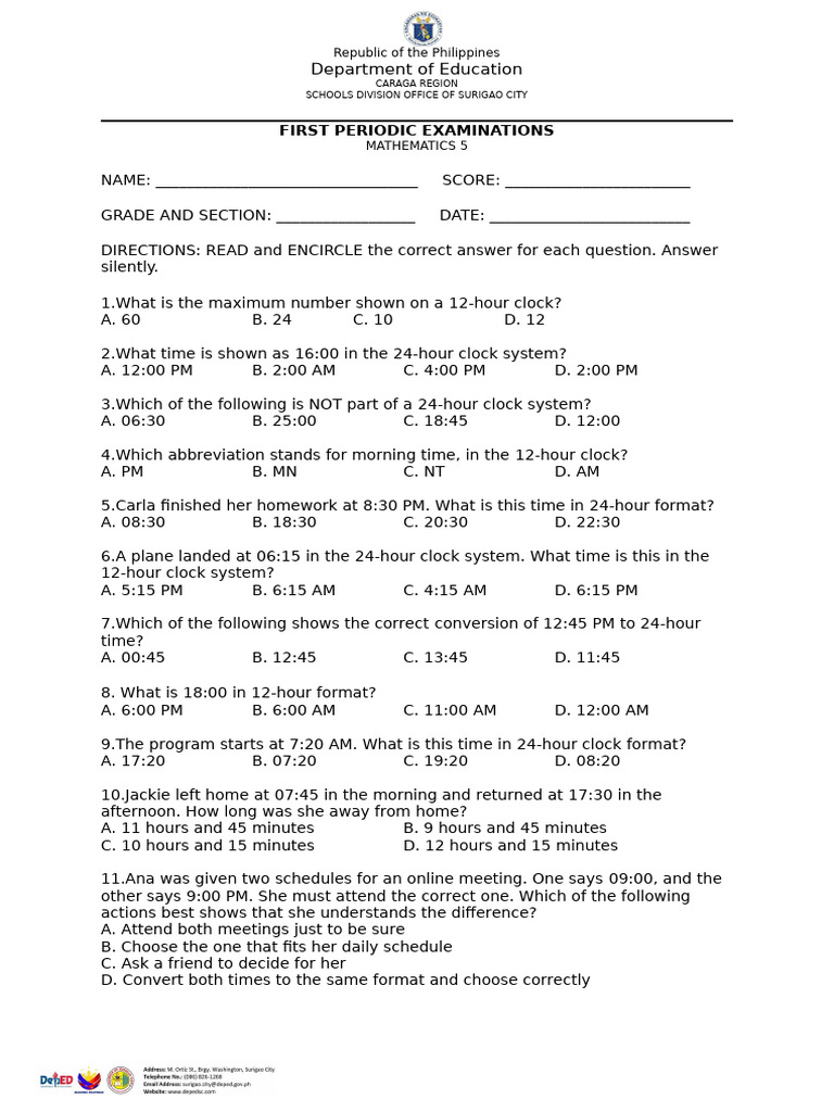 Math 5 Periodic Exam Questions | PDF | Area | Elementary Geometry