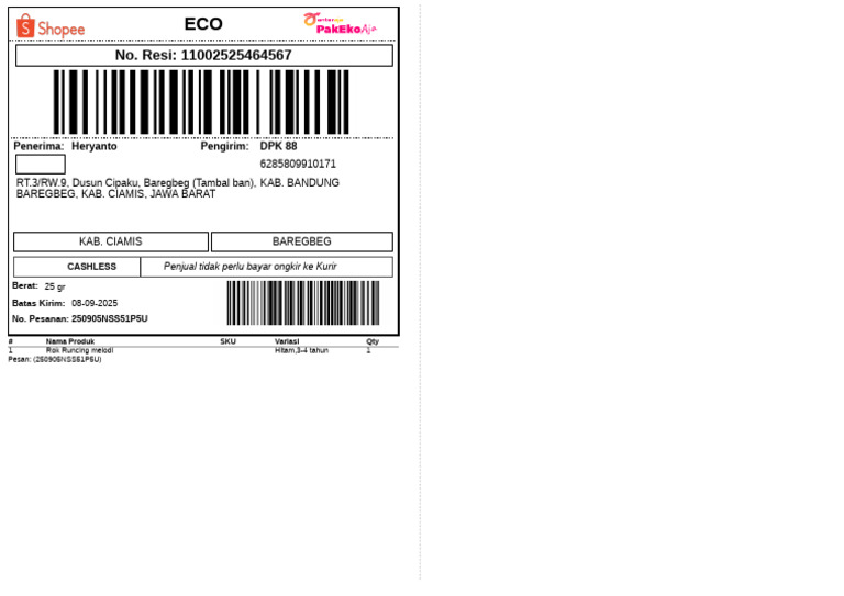 Label Pengiriman 3 | PDF