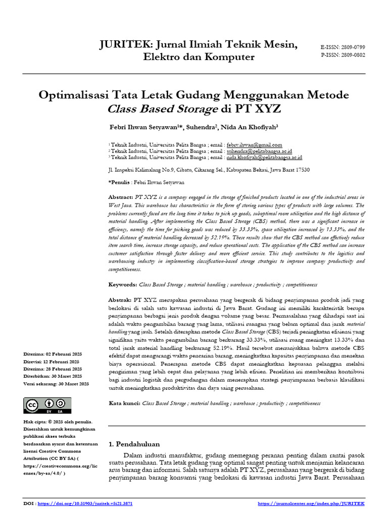Optimalisasi Gudang dengan Class Based Storage | PDF