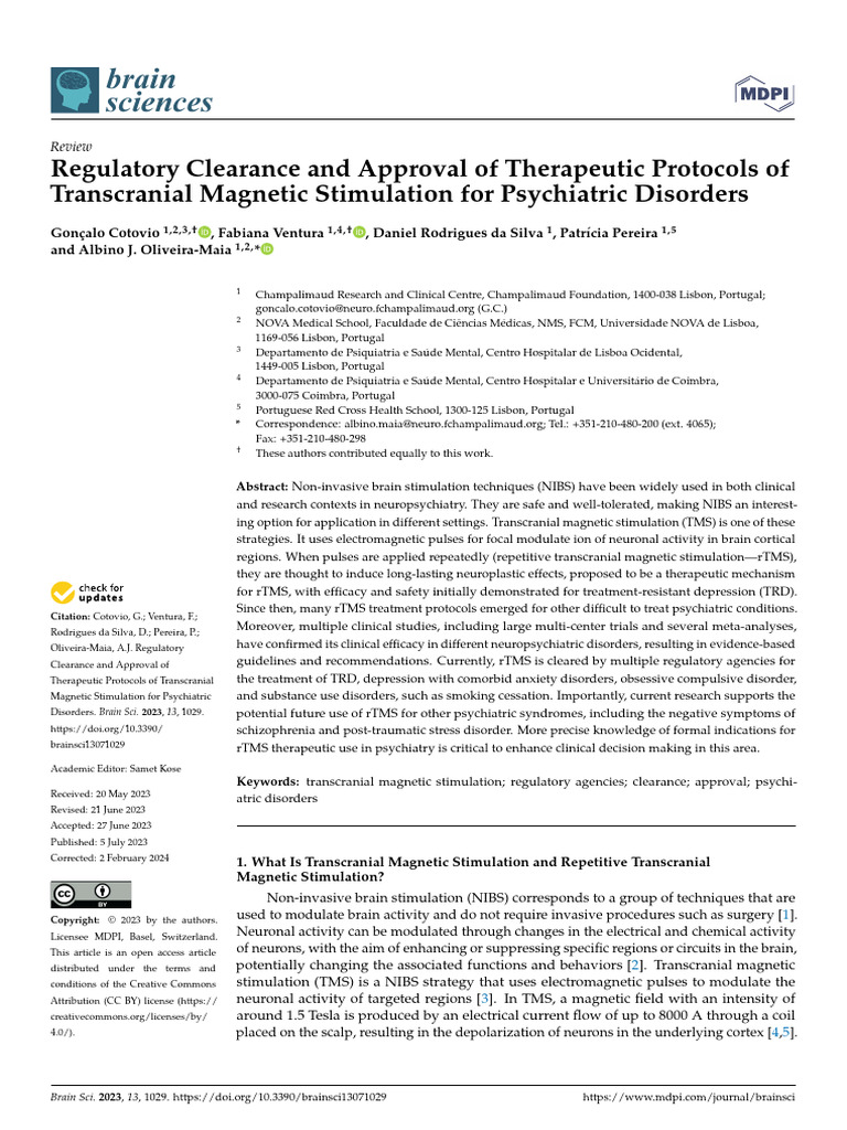 TMS Protocols for Psychiatric Disorders | PDF | Major Depressive ...