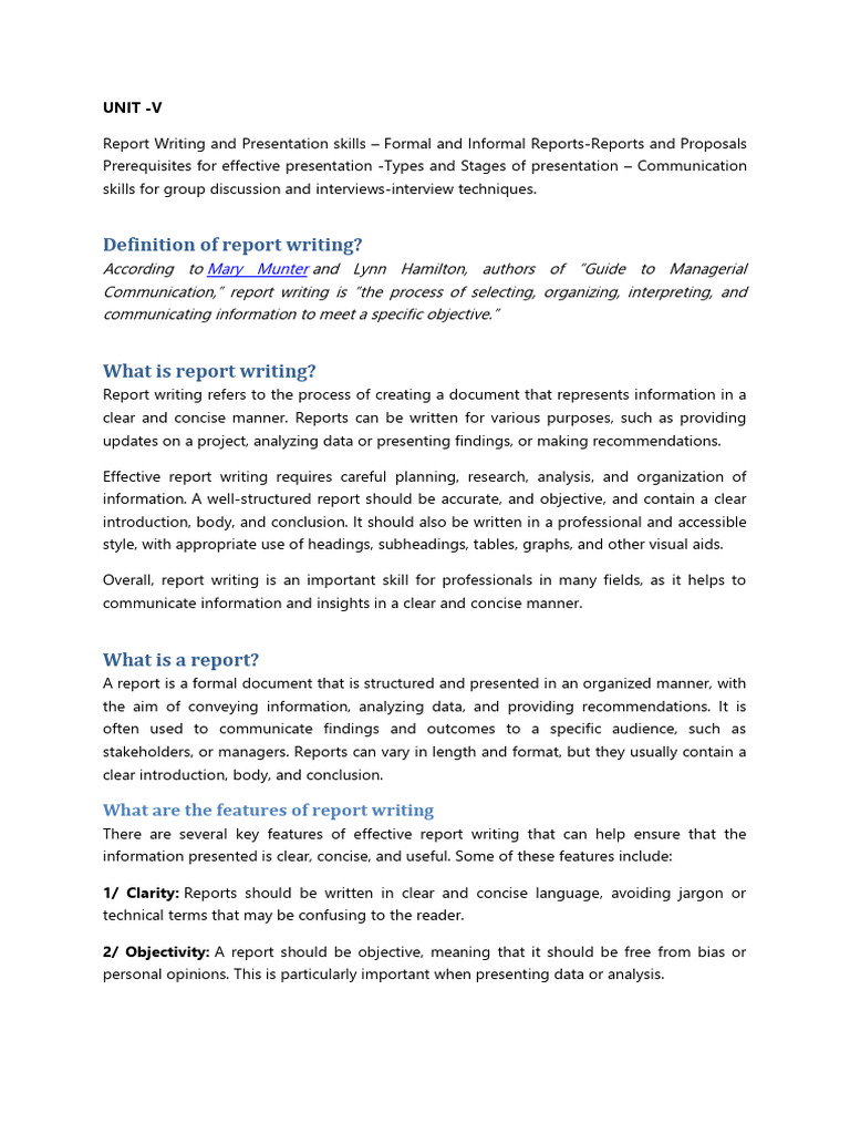 Report Writing and Presentation Skills | PDF | Marketing | Information