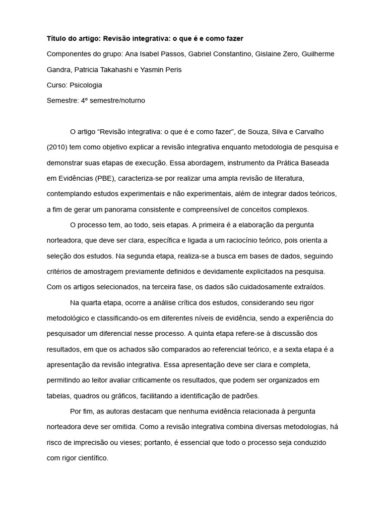 Guia Prático da Revisão Integrativa | PDF