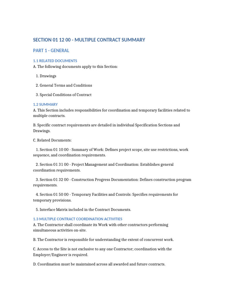 Multiple Contract Coordination Guidelines | PDF