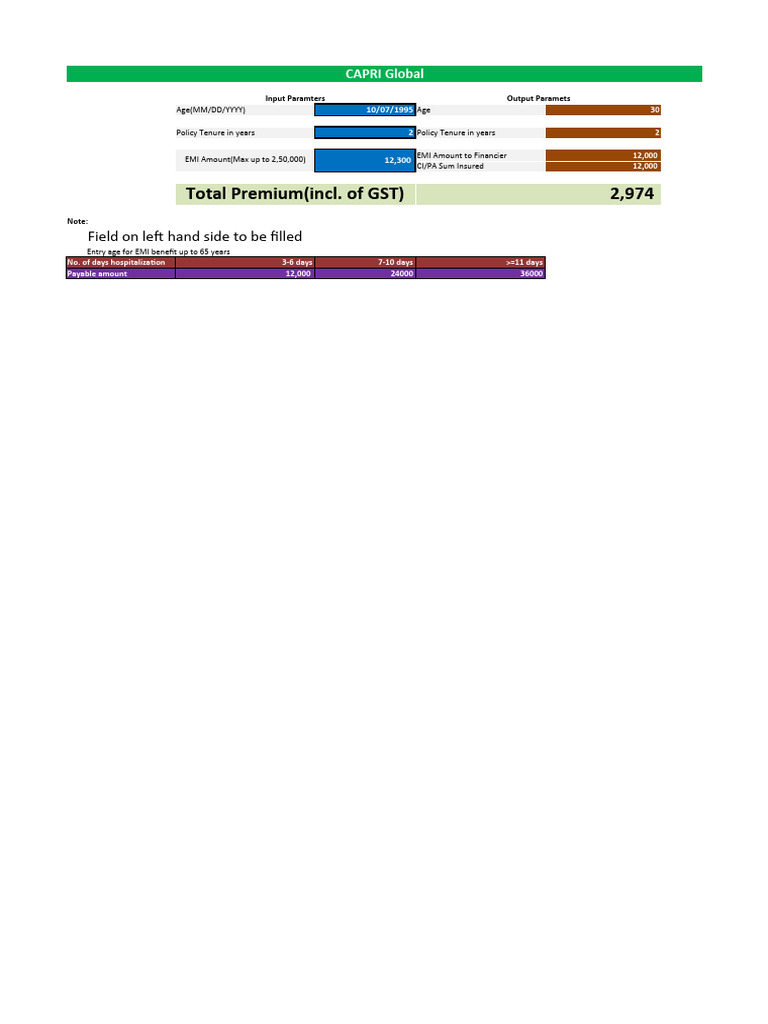 EMI Benefit Calculation for Insurance | PDF