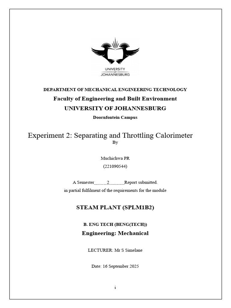 Steam Quality Assessment with Calorimeter | PDF | Steam | Enthalpy