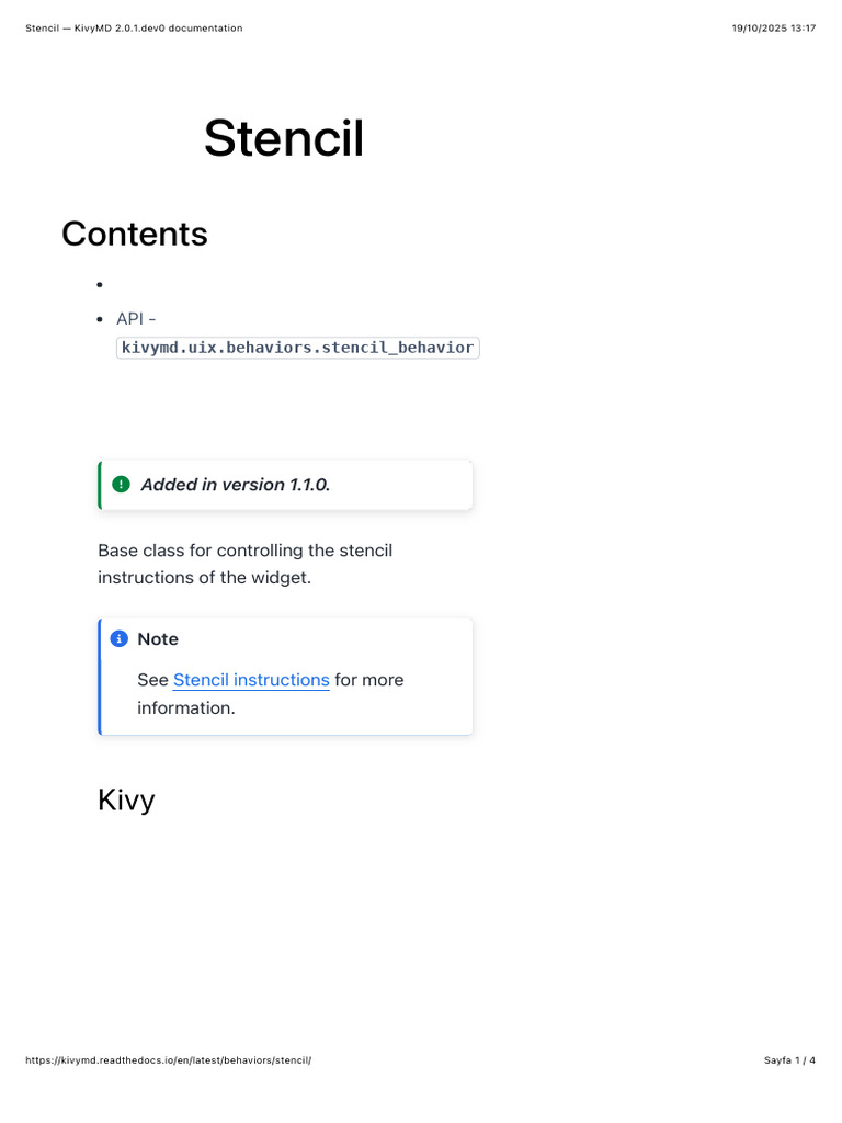 KivyMD Stencil Behavior Documentation | PDF | Software | System Software