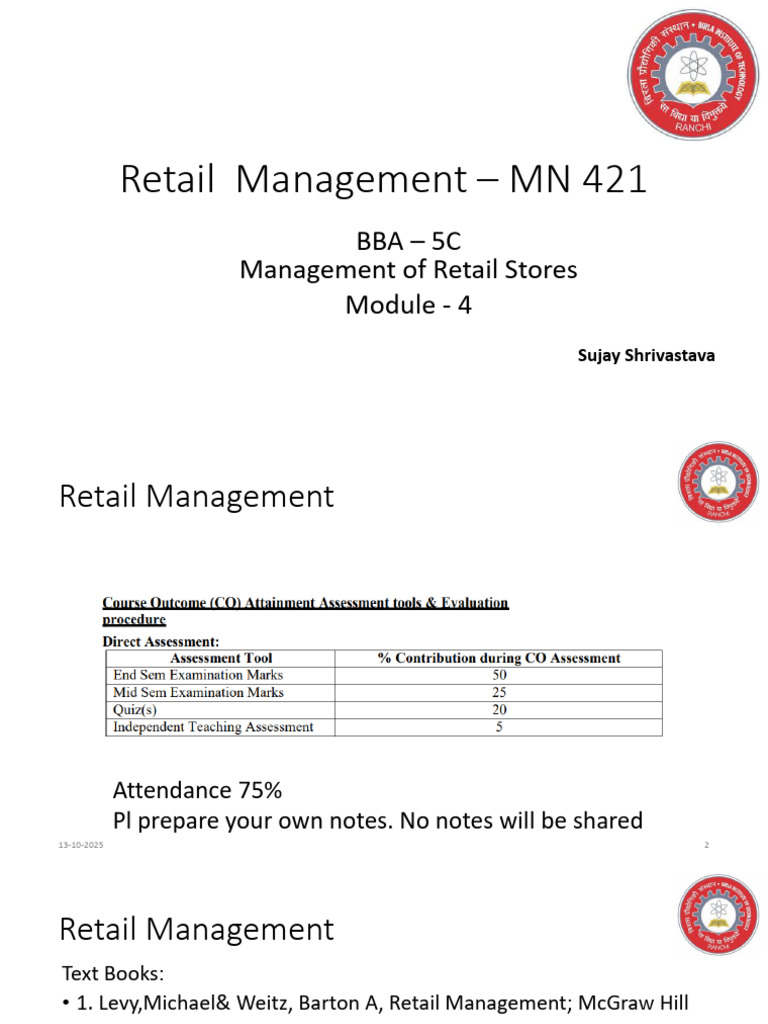 BBA Retail Management Module 4 | PDF | Inventory | Retail