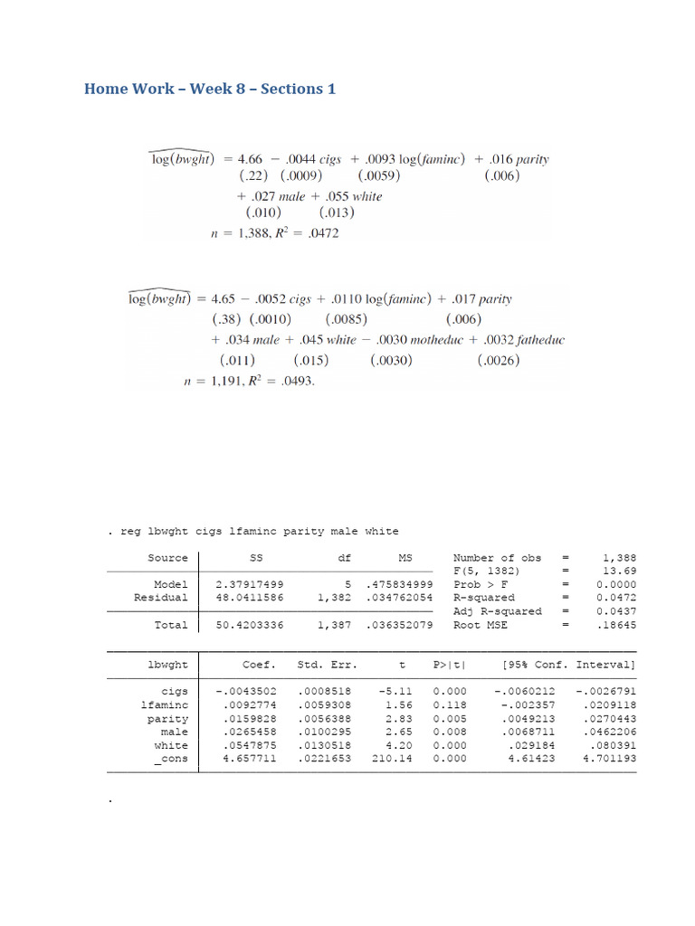 11.homework - Week 8 - Session 1 (ch7) | PDF | Coefficient Of ...