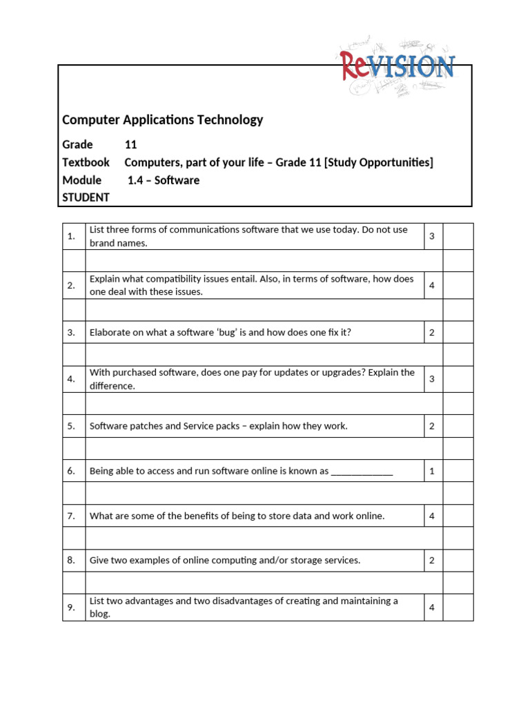 Grade 11 Computer Applications Guide | PDF | Computer Engineering ...
