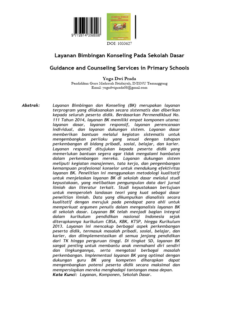 Layanan Bimbingan Konseling SD di Indonesia | PDF