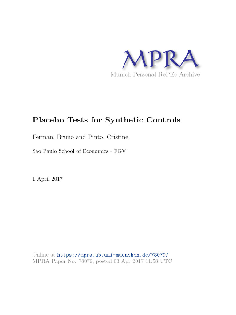 Placebo Tests in Synthetic Controls Analysis | PDF | Estimator ...