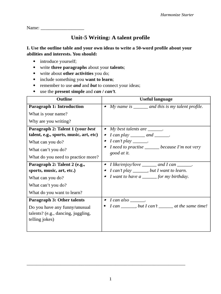Talent Profile Writing Guide | PDF