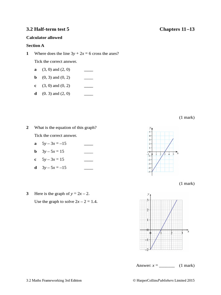 Test 3.2 Section A and B Half Term 5 | PDF | Trigonometric Functions ...