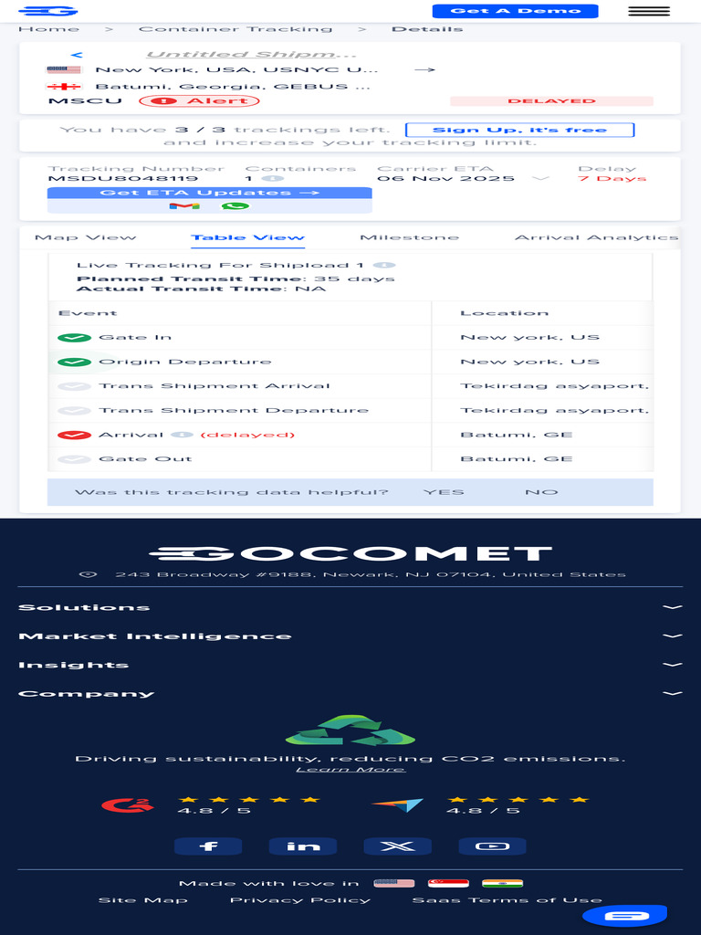 GoComet Container Tracking Overview | PDF