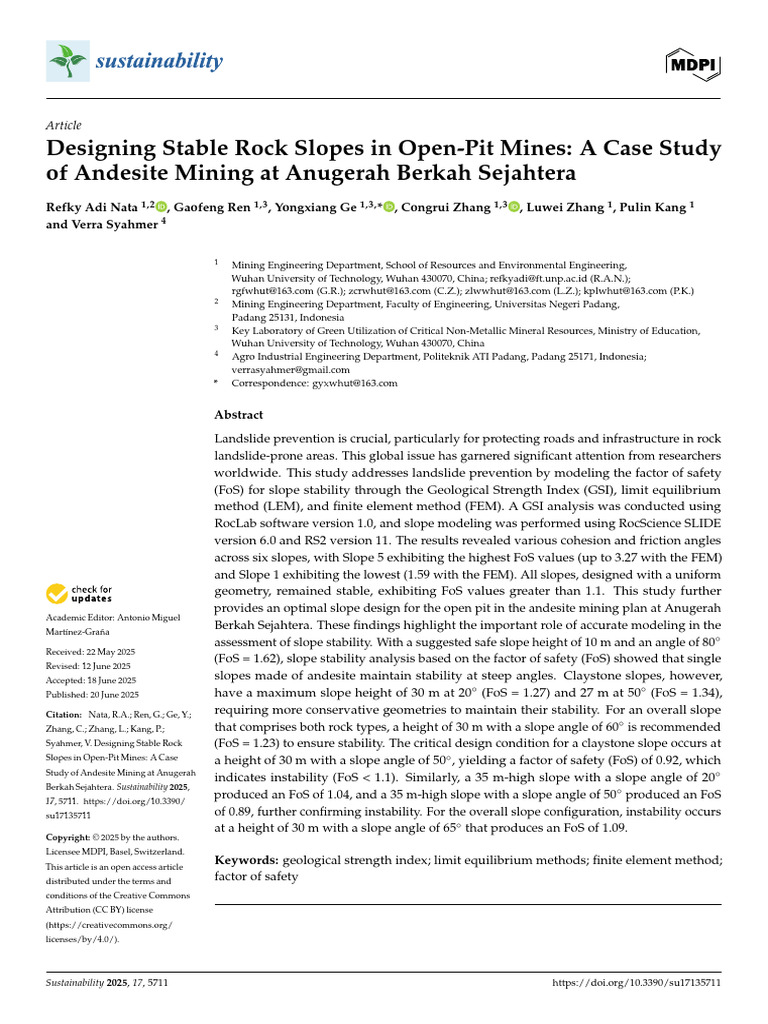Stable Rock Slope Design in Open-Pit Mining | PDF | Earth Sciences