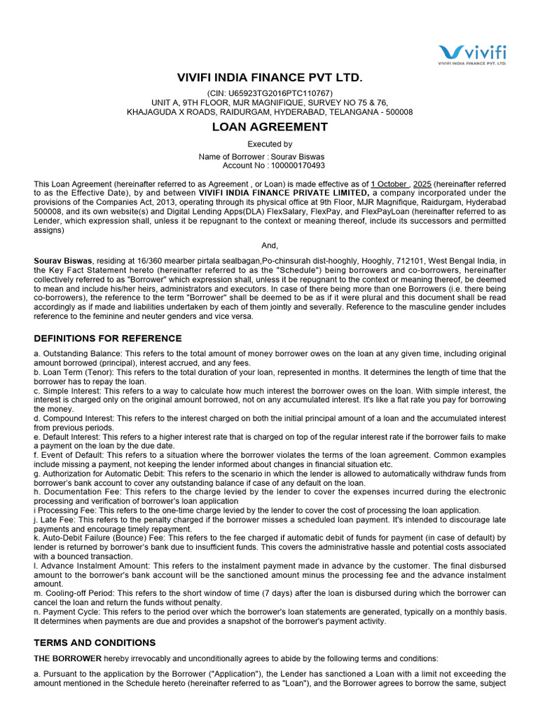 Signed Agreement | PDF | Interest | Loans