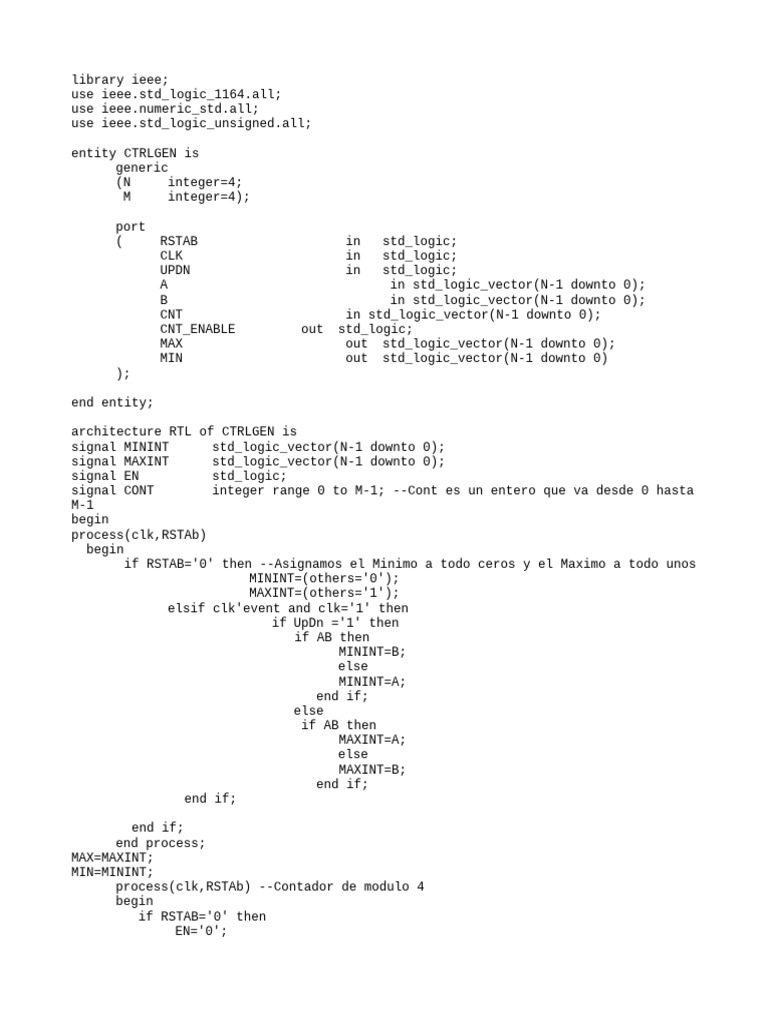 VHDL Counter Control Generator Design | PDF