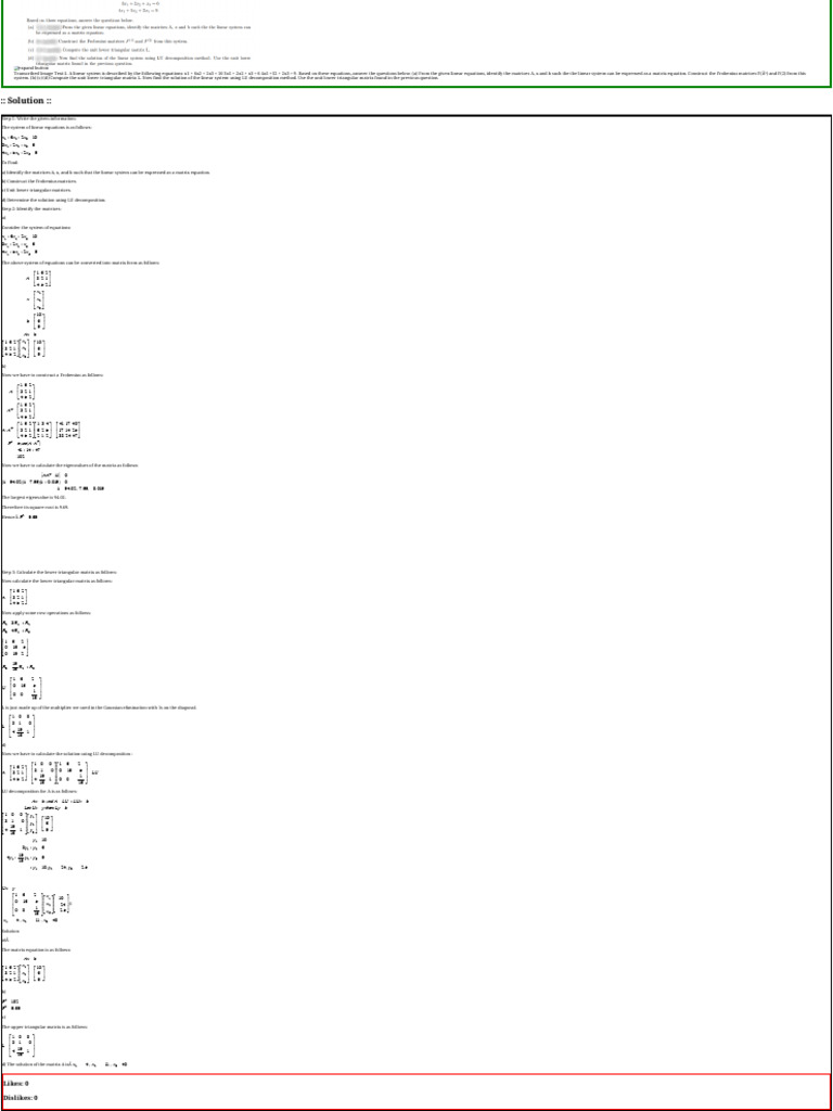 HTML | PDF | System Of Linear Equations | Matrix (Mathematics)