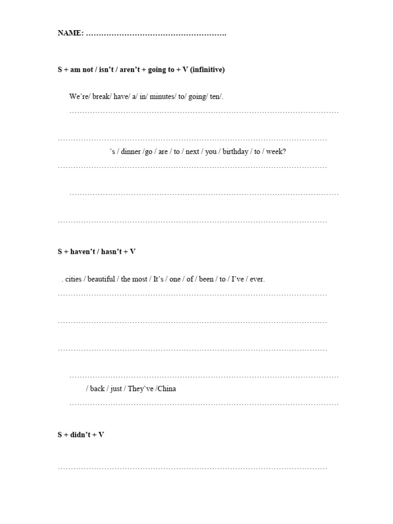 Sentence Structure Practice Guide | PDF | Language Mechanics | Syntax