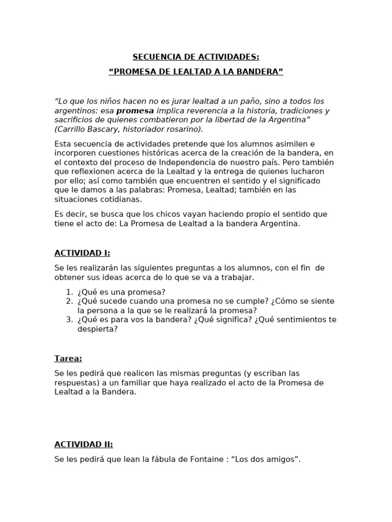 Promesa de Lealtad a la Bandera Argentina | PDF