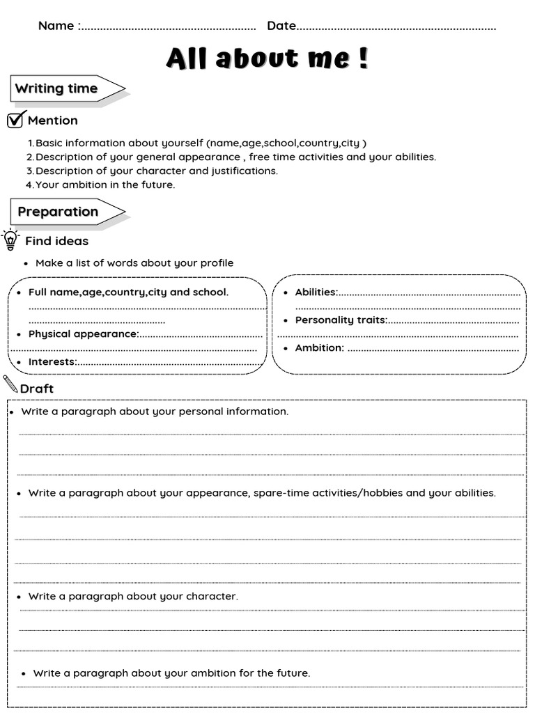 Personal Profile Writing Guide | PDF | Paragraph | Adverb