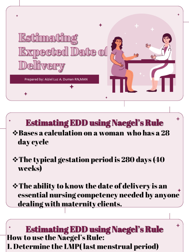 Estimating EDD Naegele S Rule Mittendorf S Rule Estimating Gestational ...