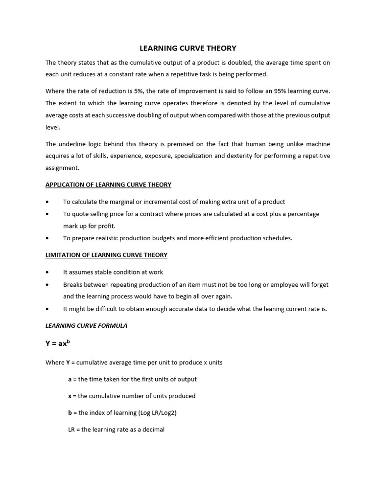 Learning Curve Theory | PDF | Marginal Cost | Learning