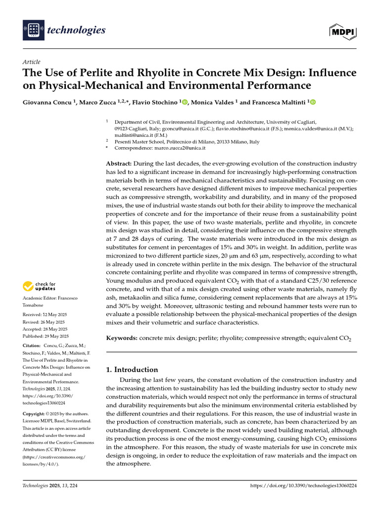 The Use of Perlite and Rhyolite in Concrete Mix de | PDF | Concrete ...