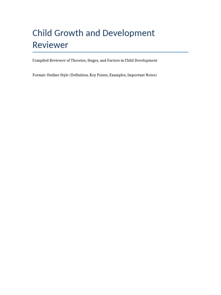 Child Growth and Development Overview | PDF | Child Development ...