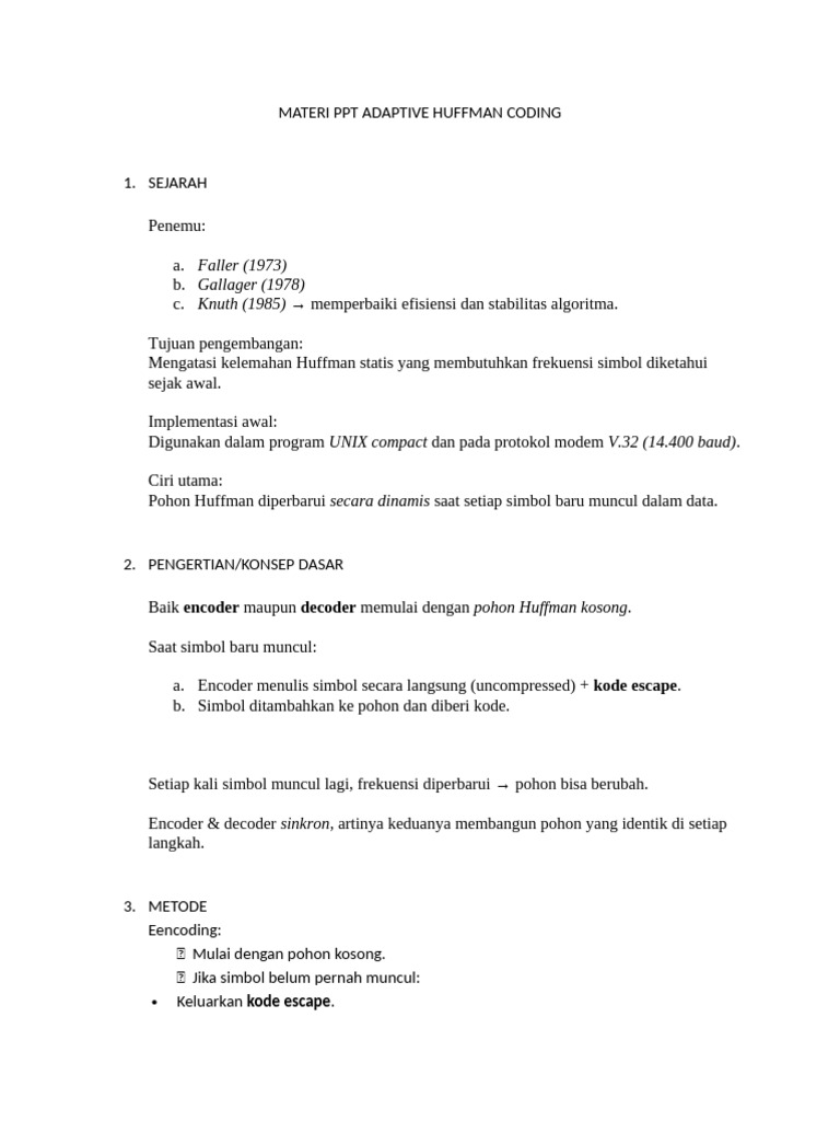 Panduan Adaptive Huffman Coding | PDF