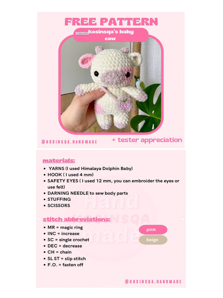 Cow Crochet Pattern | PDF