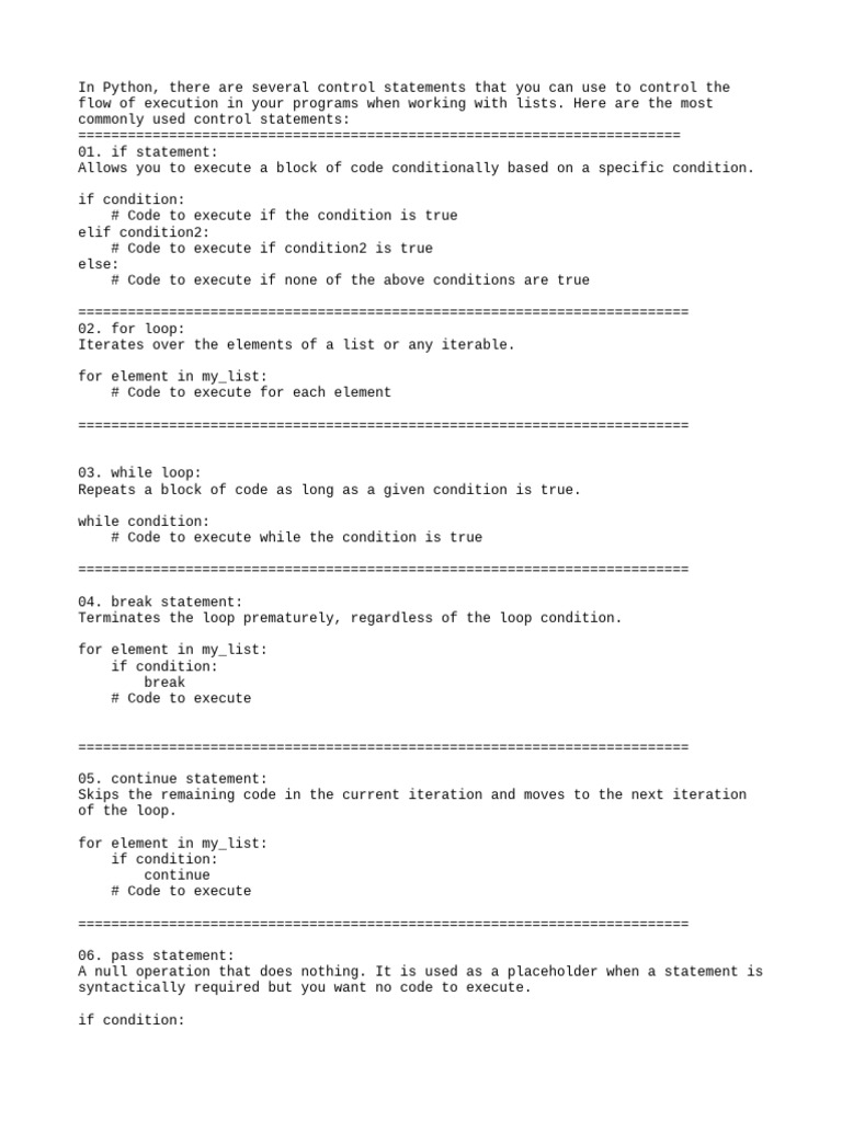 Lect 02 Basics Part Info On Control Statenments | PDF