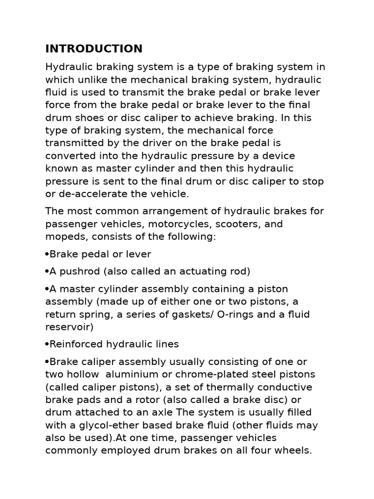 Hydraulic Brake System Overview | PDF | Brake | Machines