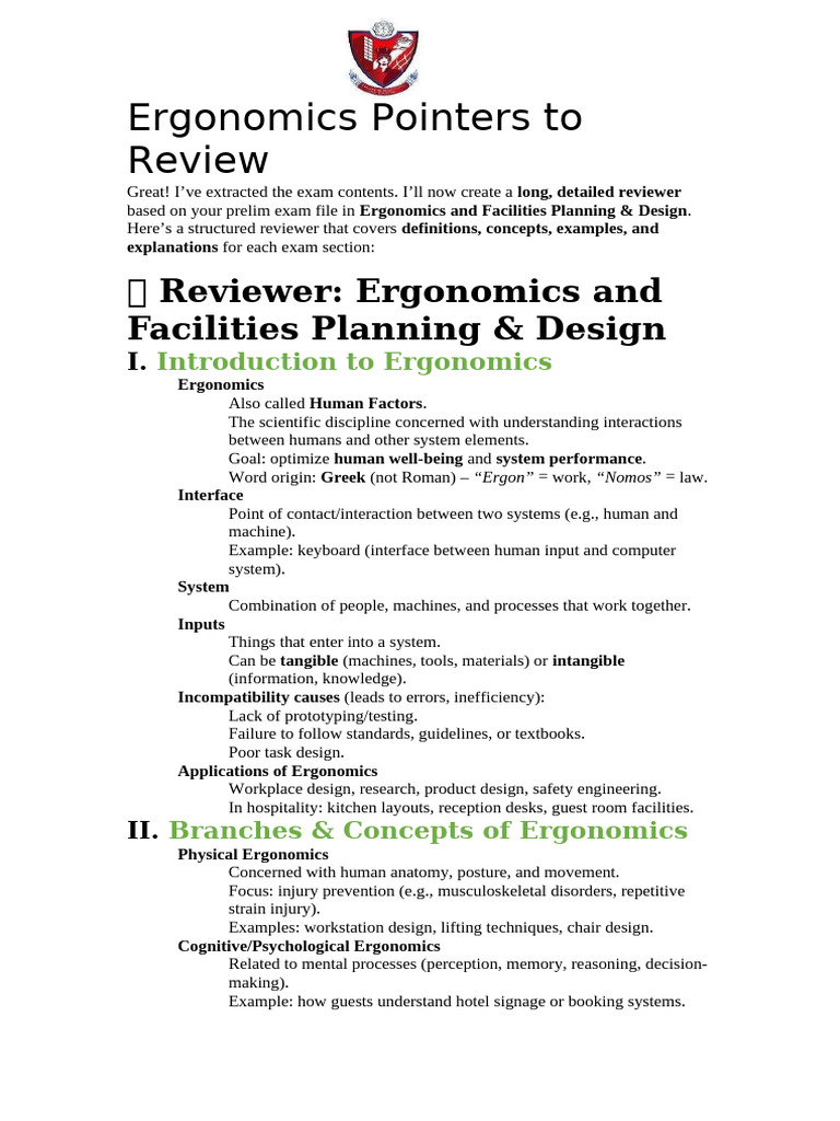 Ergonomics Pointers To Review | PDF | Building Technology | Building ...