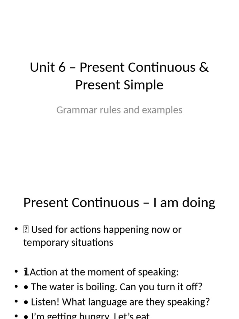 Unit6 Present Simple and Continuous | PDF