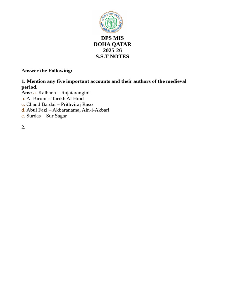 S.S.T Notes H1 | PDF